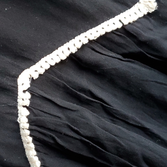 BLACK PEASANT BABYDOLL DRESS WITH CREAM LACE BELL SLEEVES COWGIRL WHIMSIGOTH - Picture 8 of 10